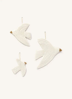 Muskhane - Birdy Filz-Wanddekorationen - 3er-Set | Ecru