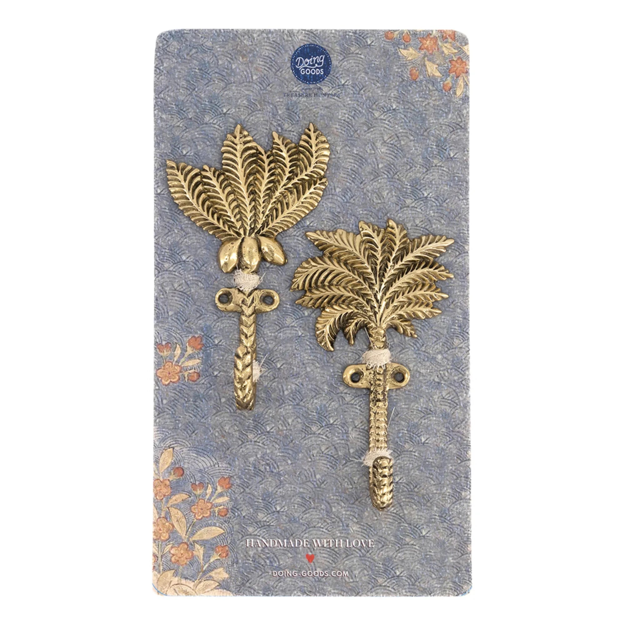 Doing Goods - Devi Palmtree Recycelte Messing Mantelhaken - 2er Set | Goldbraun
