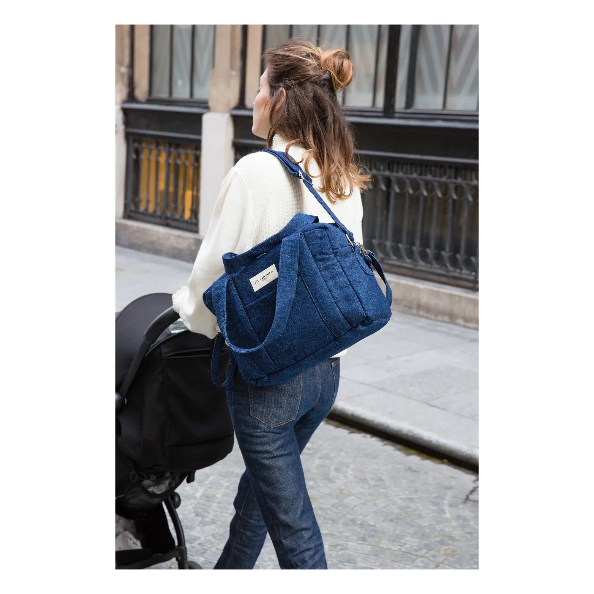 rivedroite – Mini Darcy Convertible Denim Wickeltasche | Denim brut