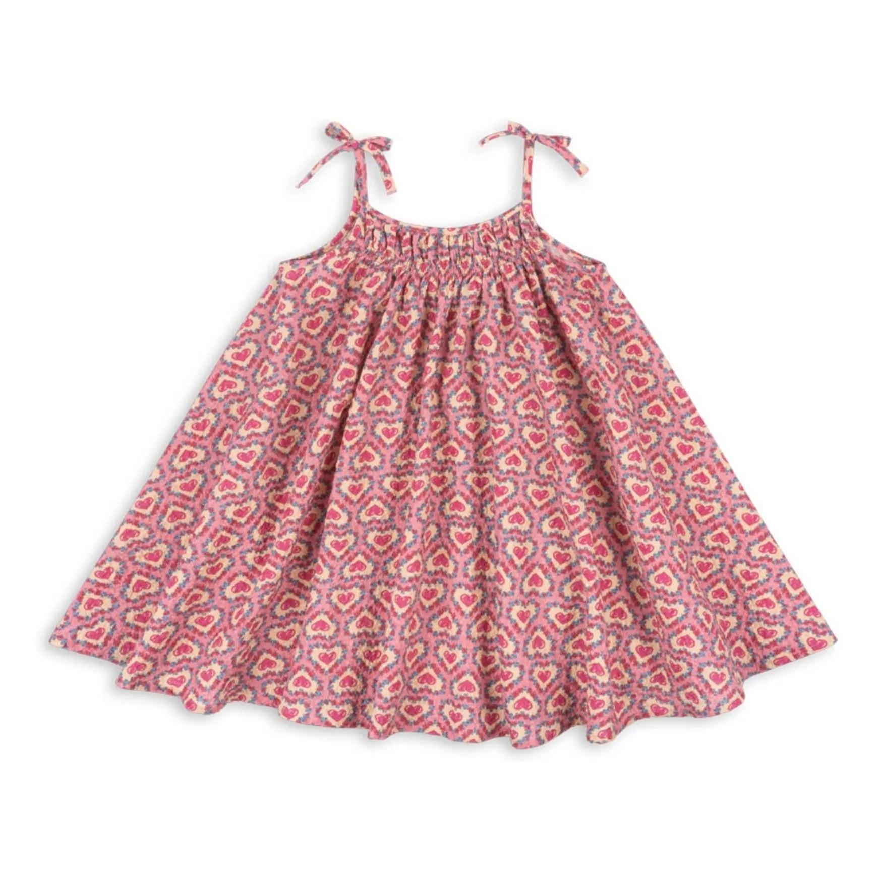 Konges Sløjd - Kleid Vivian Cœurs Seersucker Bio-Baumwolle | Rosa