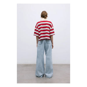 the new society - Acacia Gestreiftes Baumwoll-Polo | Rot