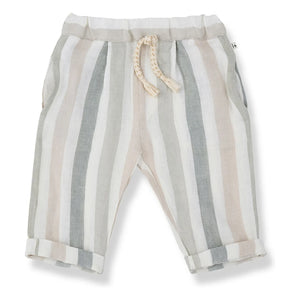 1+ in the family - Regencos Gestreifte Leinenhose | Ecru