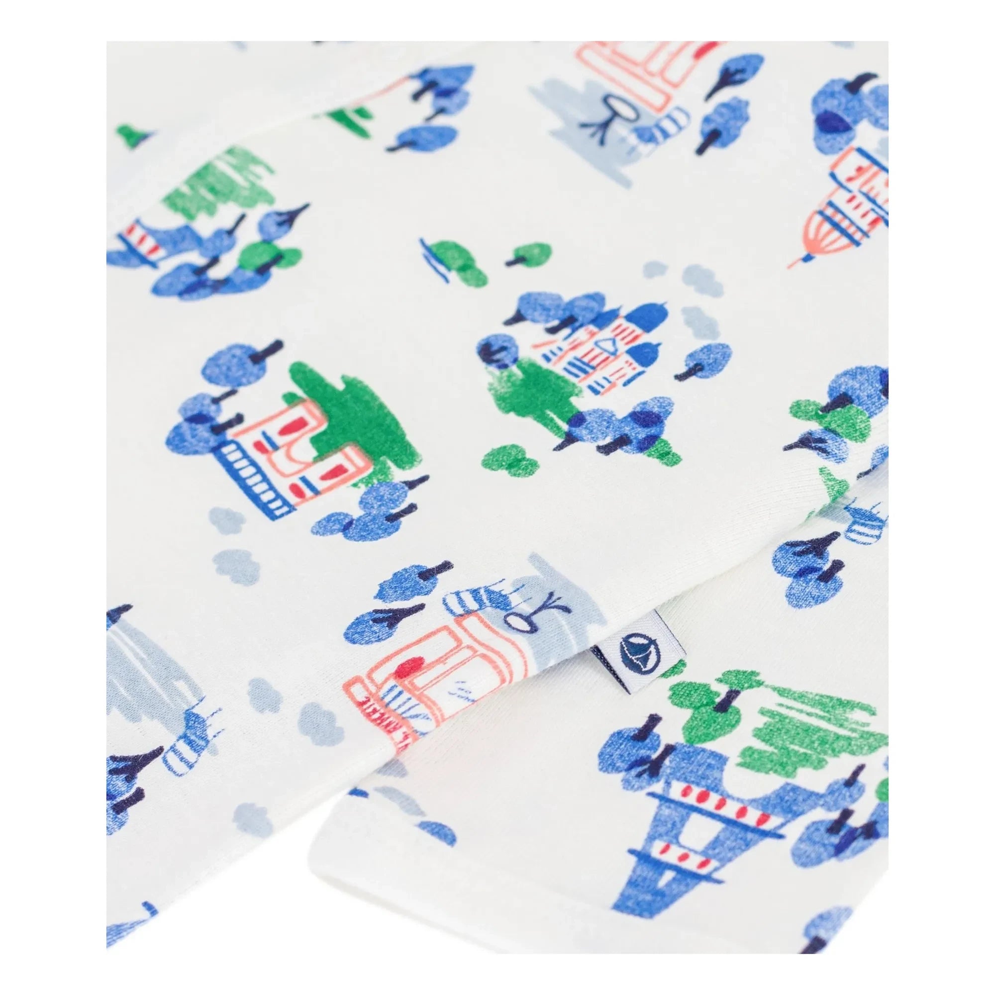 Petit Bateau - Uyku Güzel Pijama Eyfel Kulesi Organik Pamuk | Beyaz