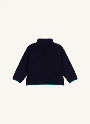 Petit Bateau - Midnight blaufarbige Colorblock-Sherpa-Jacke