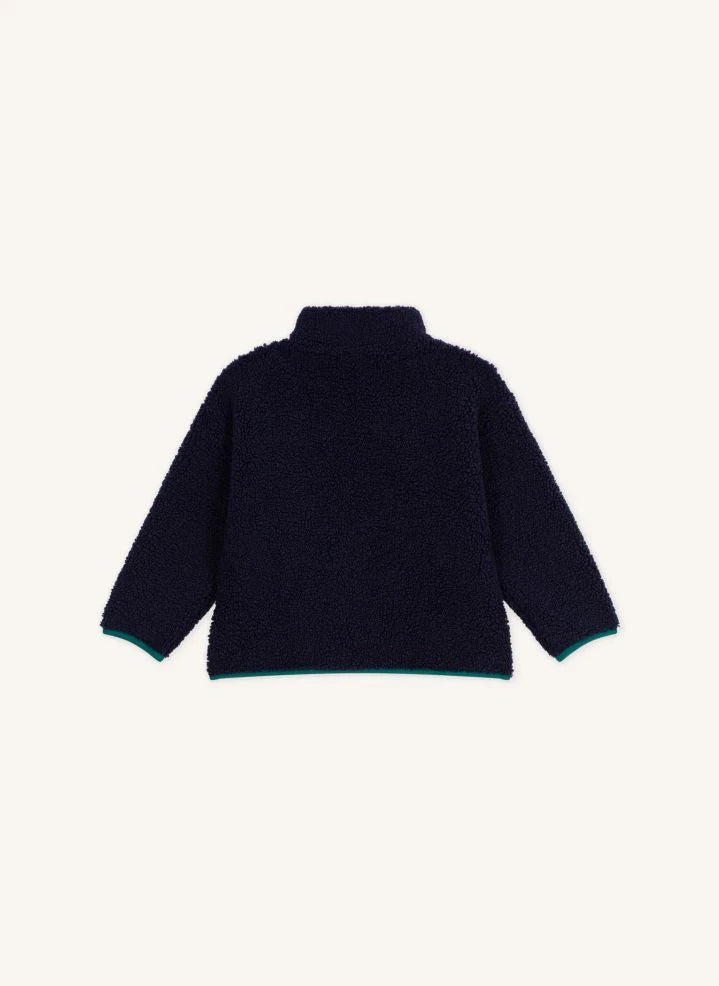 Petit Bateau - Midnight blaufarbige Colorblock-Sherpa-Jacke