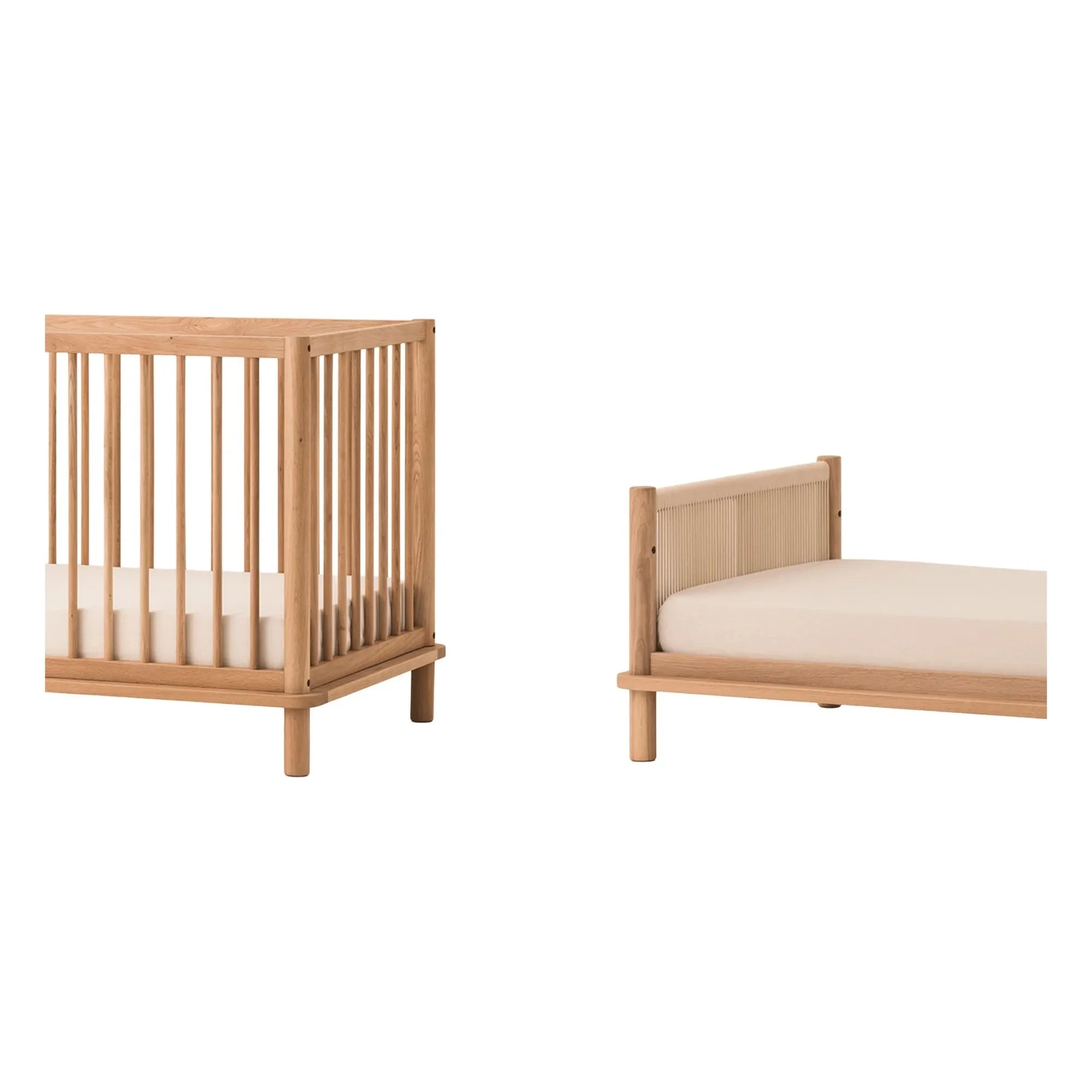 Nobodinoz - Latitude 70x140 umwandelbares Babybett und Juniorbett-Verlängerung | Eiche