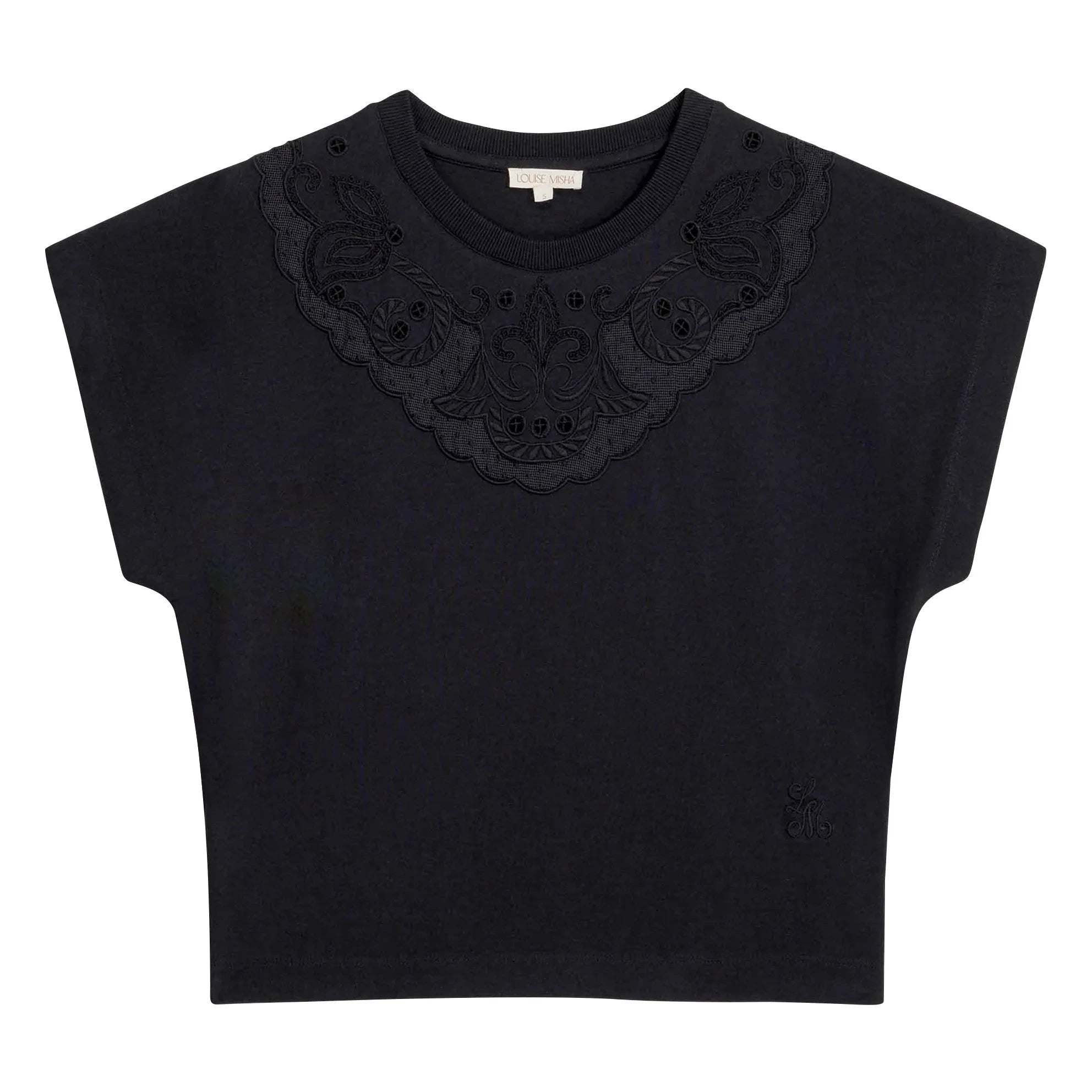 Louise Misha - Astralys Baumwoll-T-Shirt | Schwarz