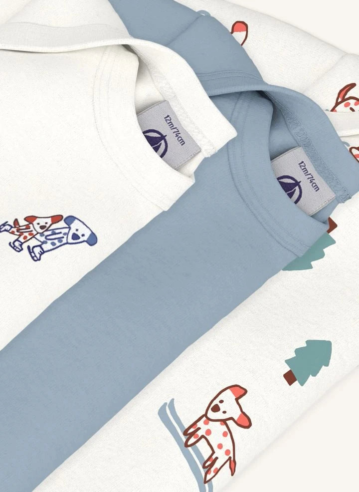Petit Bateau - 3er-Set Bio-Baumwoll-Hund-T-Shirts | Weiß