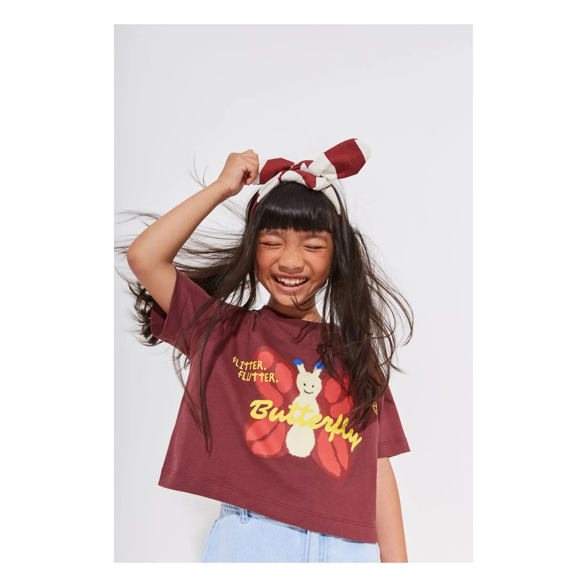 Wynken - Crop Butterfly Bio-Baumwoll-T-Shirt | Bordeaux