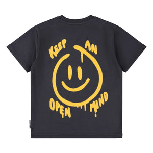 Molo - Railey Smiley Open Mind Organik Pamuk Tişört | Siyah