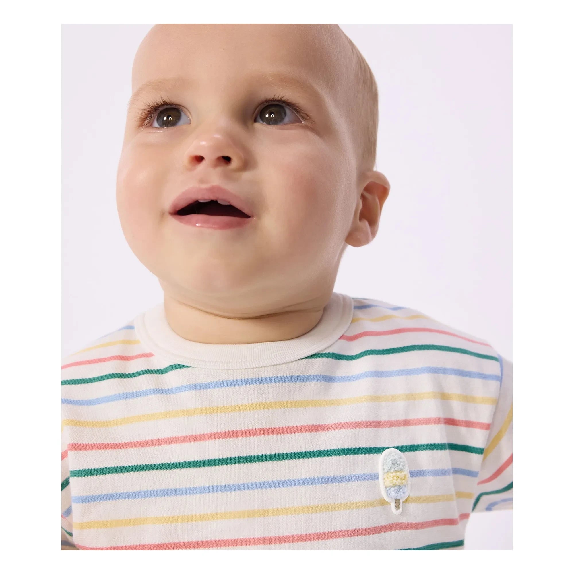 Petit Bateau - Gestreiftes Ice T-Shirt | Weiß