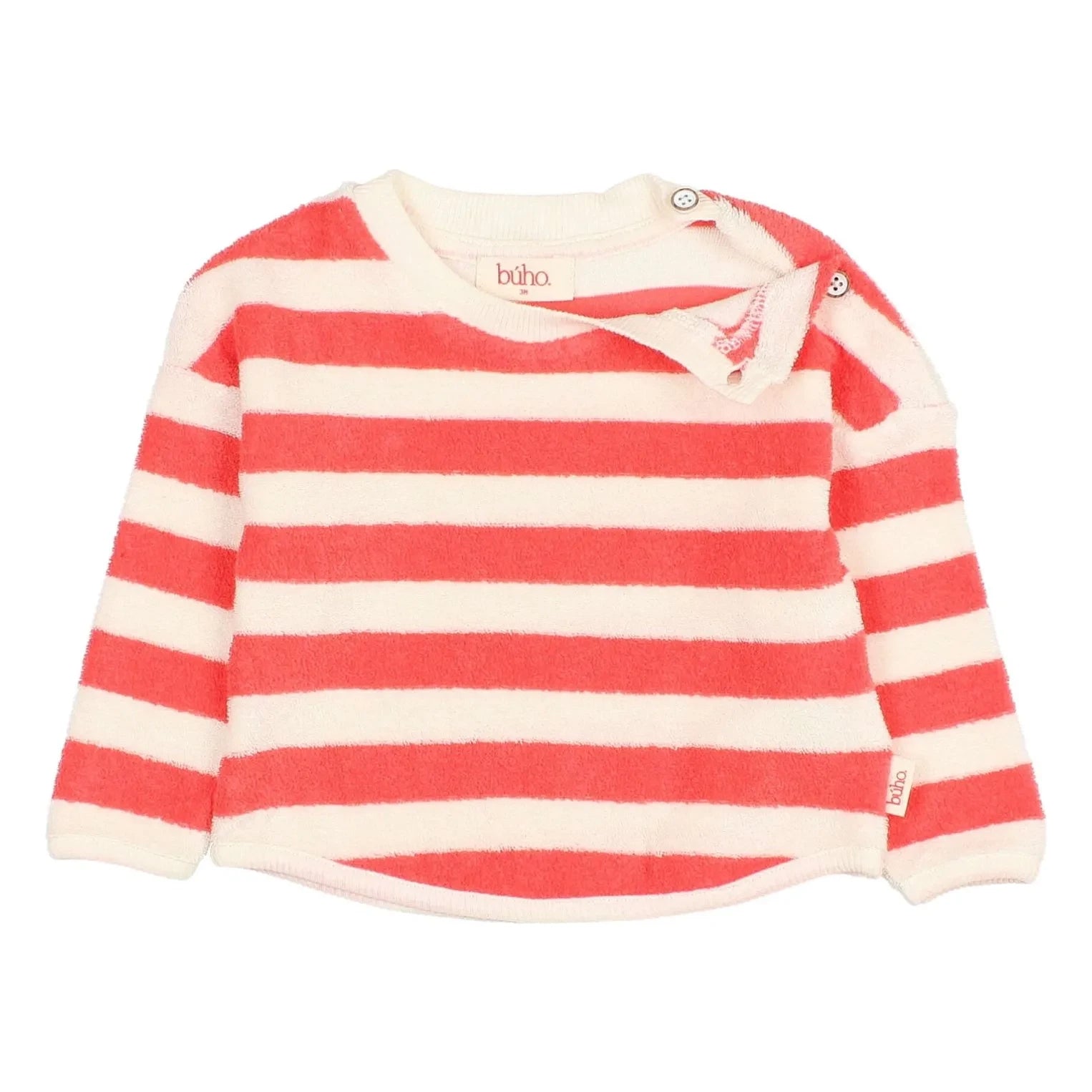 Búho – Gestreiftes Baby-Sweatshirt aus Bio-Baumwolle | Rot