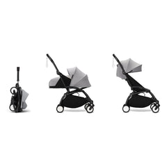 Stokke® - YOYO³ kompletter Kinderwagen 0+ und 6+ Schwarzer Rahmen | Stein