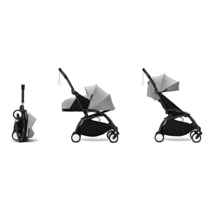 Stokke® - YOYO³ kompletter Kinderwagen 0+ und 6+ Schwarzer Rahmen | Stein