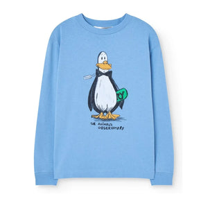 The Animals Observatory - Dog Penguin Bio-Baumwoll-T-Shirt | Hellblau