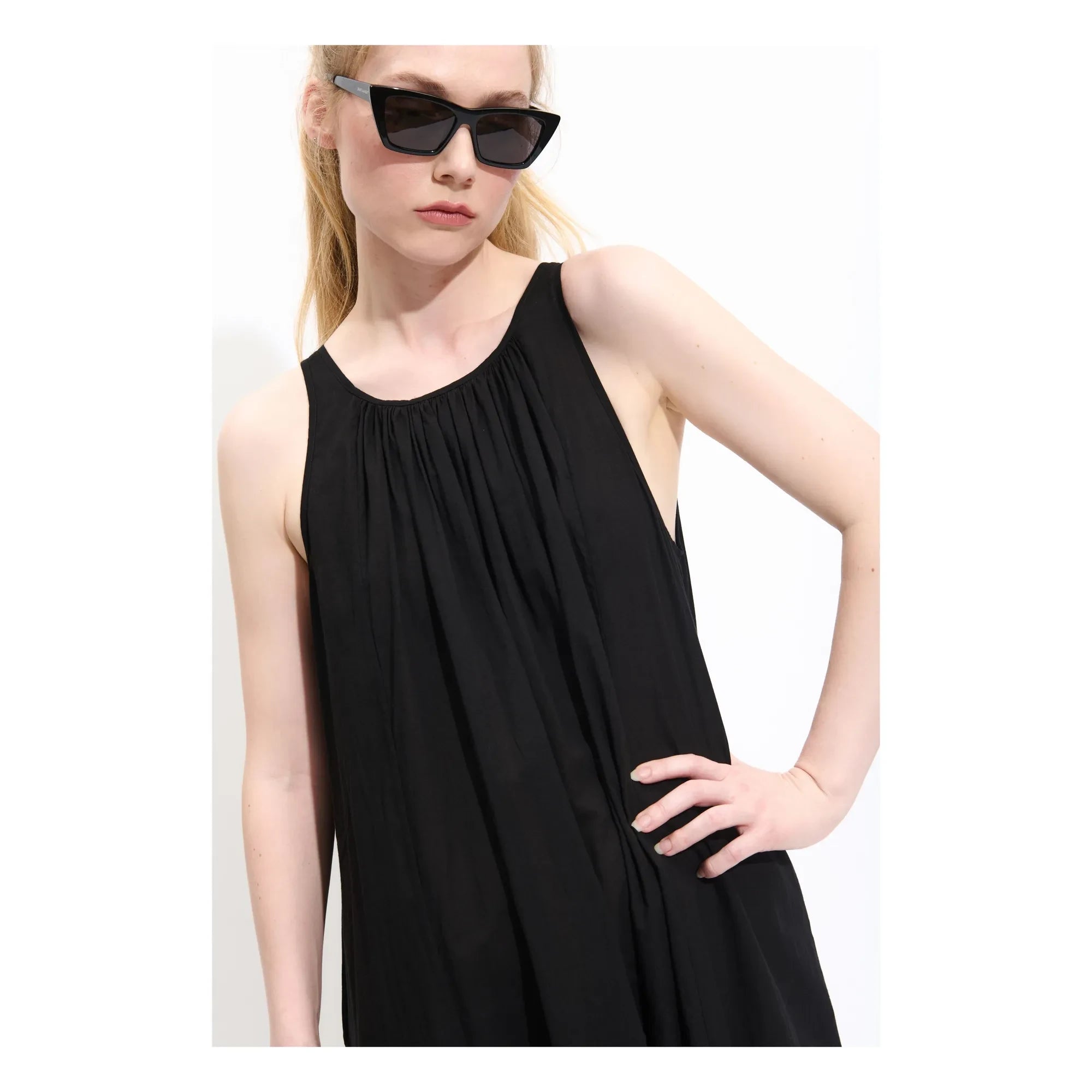 BELLEPIECE - Biaccio Voile-Baumwollkleid | Schwarz