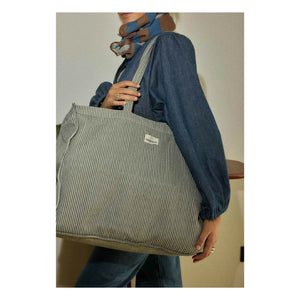 Gabrielle Paris - Gestreifte Baumwoll-Wochenendtasche | Quarz
