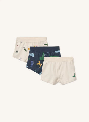 Liewood - 3er Set Marvin Dinosaurier Organische Baumwolle Boxer Slips | Beige