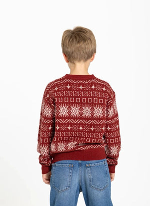 Hundred Pieces - Mika Jacquard Merinowolle Pullover | Dunkelrot
