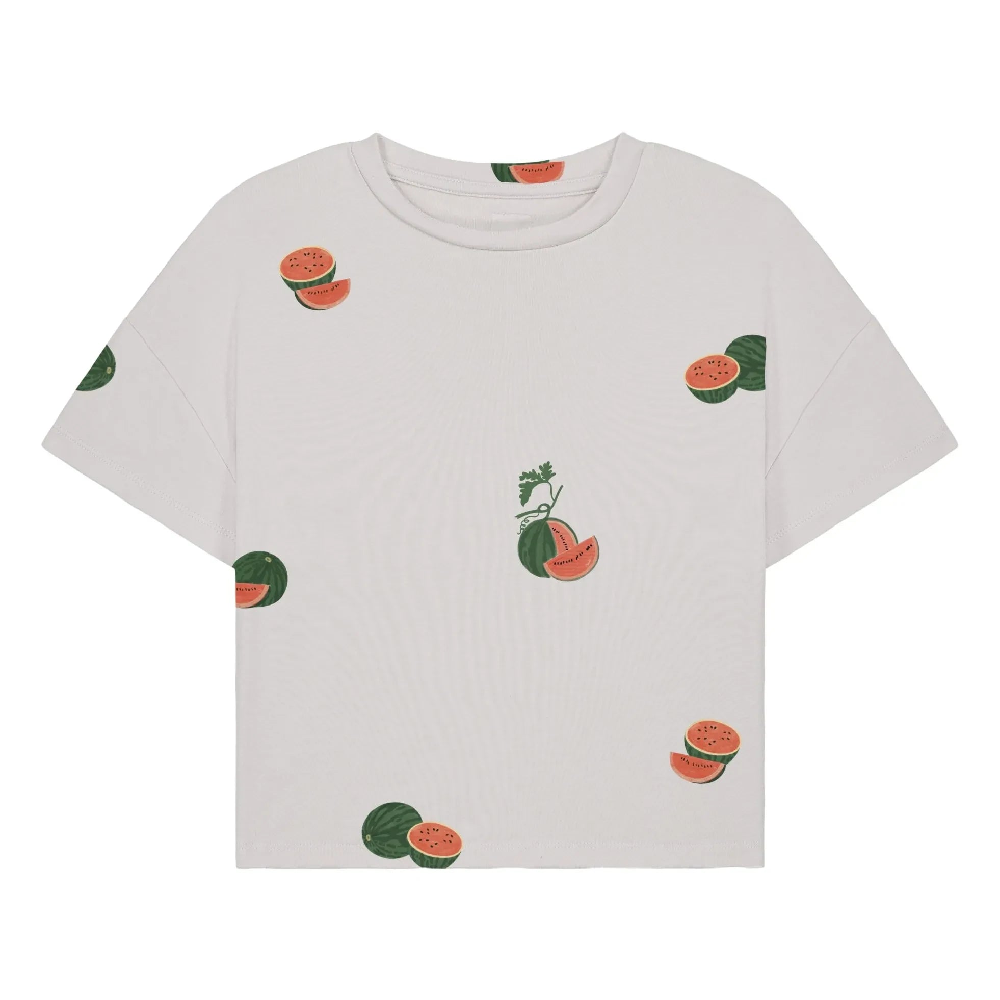 Studio Bohème - Crop Flow T-Shirt Wassermelone Bio-Baumwolle | Ecru