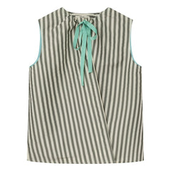 Dr Bloom - Bluse mit gestreiften Krägen | Khaki