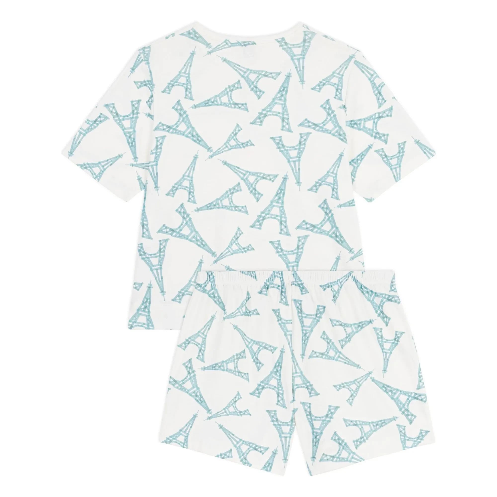 Petit Bateau - Pyjama-Shorts Eiffelturm | Weiß