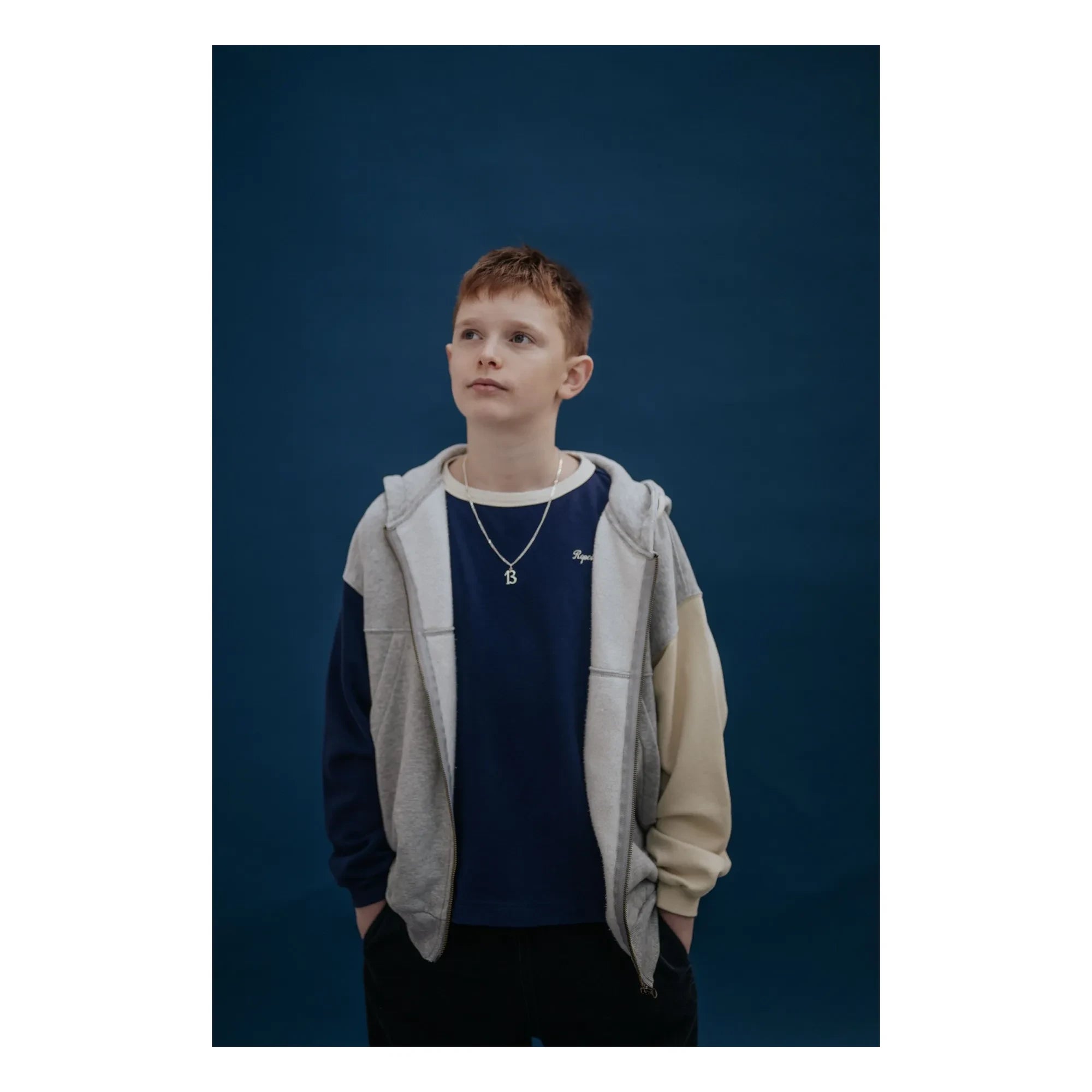 Repose AMS - Bio-Baumwolle Tricolor Reißverschluss Sweatshirt | Grau