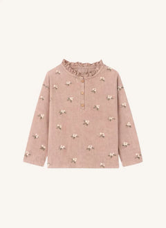 Studio Bohème - Olympe Gui Organisch Baumwollbluse mit Rüsche | Rosa