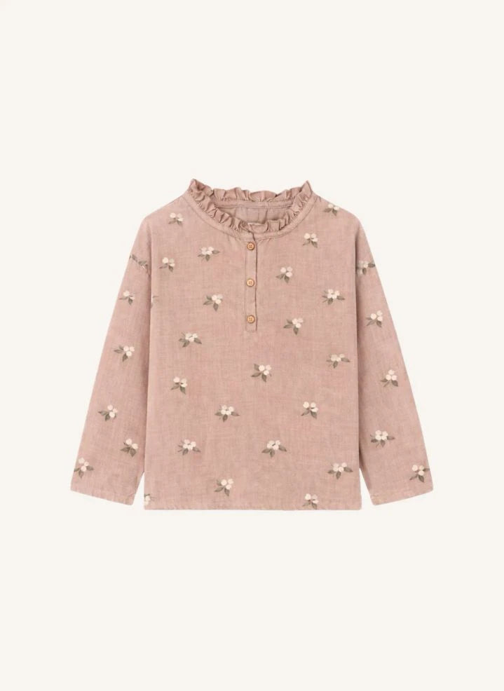 Studio Bohème - Olympe Gui Organisch Baumwollbluse mit Rüsche | Rosa