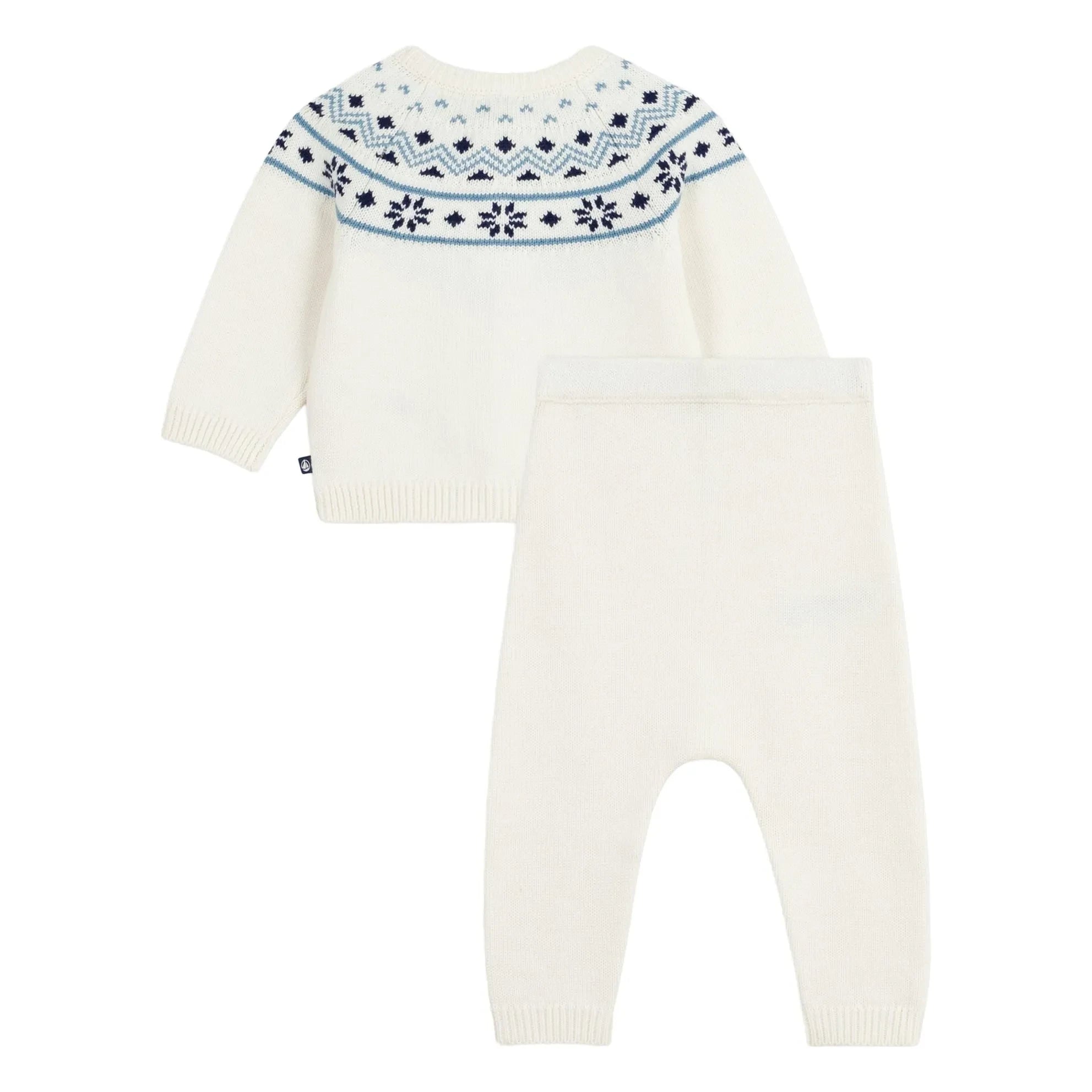 Petit Bateau - Strickjacke und Hose aus Wolle | Ecru