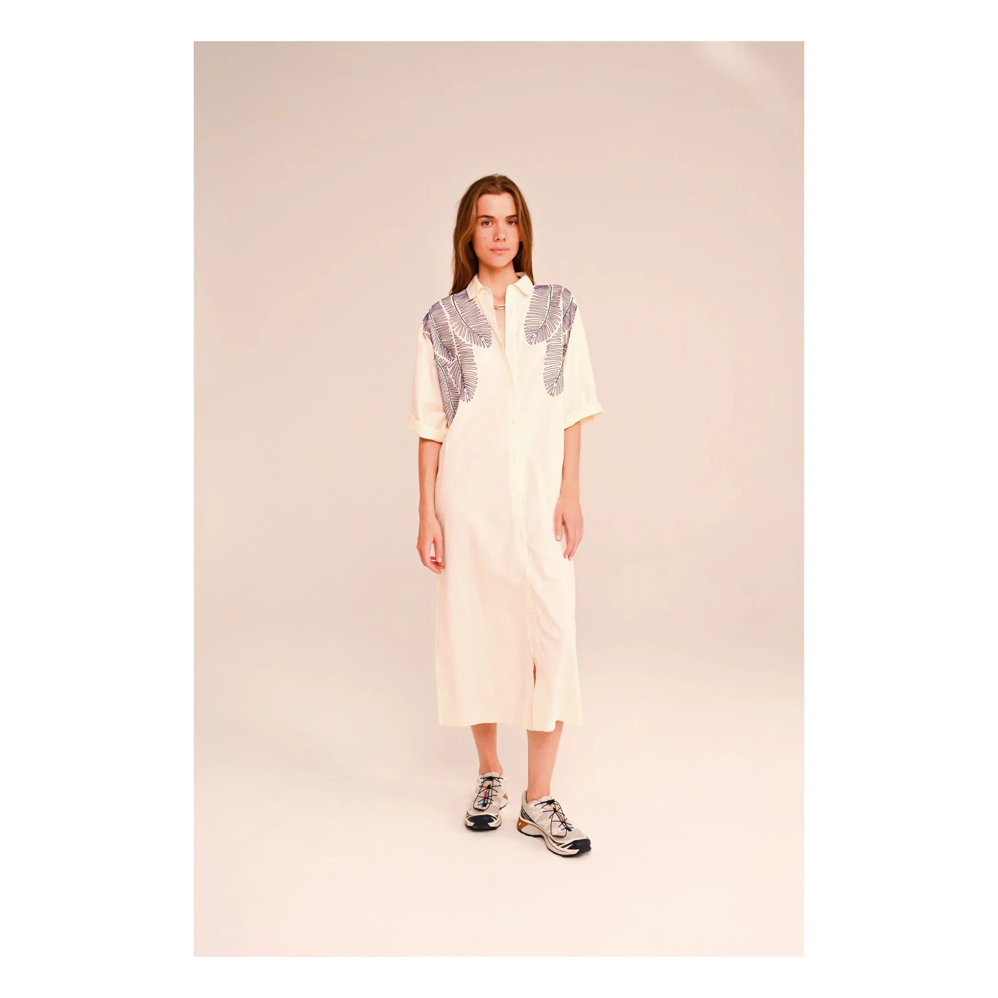 Sacrécoeur - Lou Taro besticktes Baumwoll-Voile-Kleid | Weiß