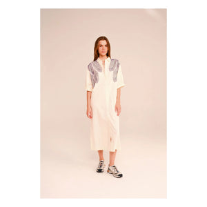 Sacrécoeur - Lou Taro besticktes Baumwoll-Voile-Kleid | Weiß