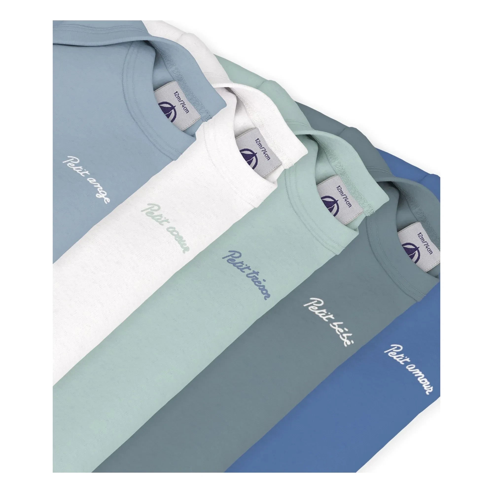 Petit Bateau - 5'li Petit Coeur Organik Pamuklu Body Seti | Mavi