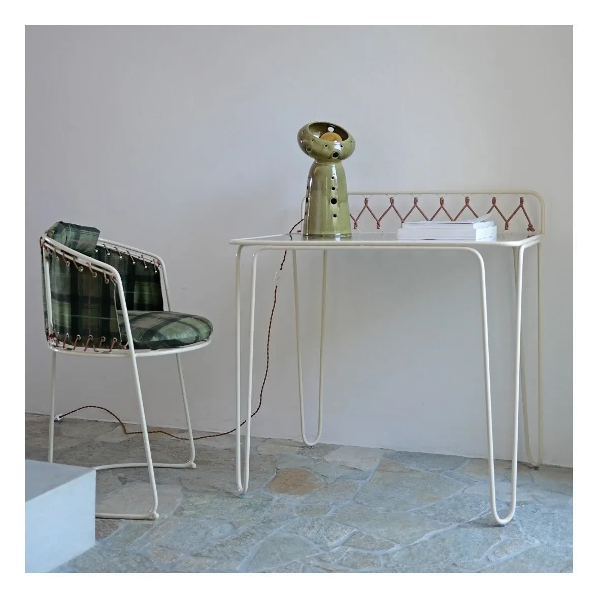 Honoré - Croisette Edelstahl-Schreibtisch | Beige
