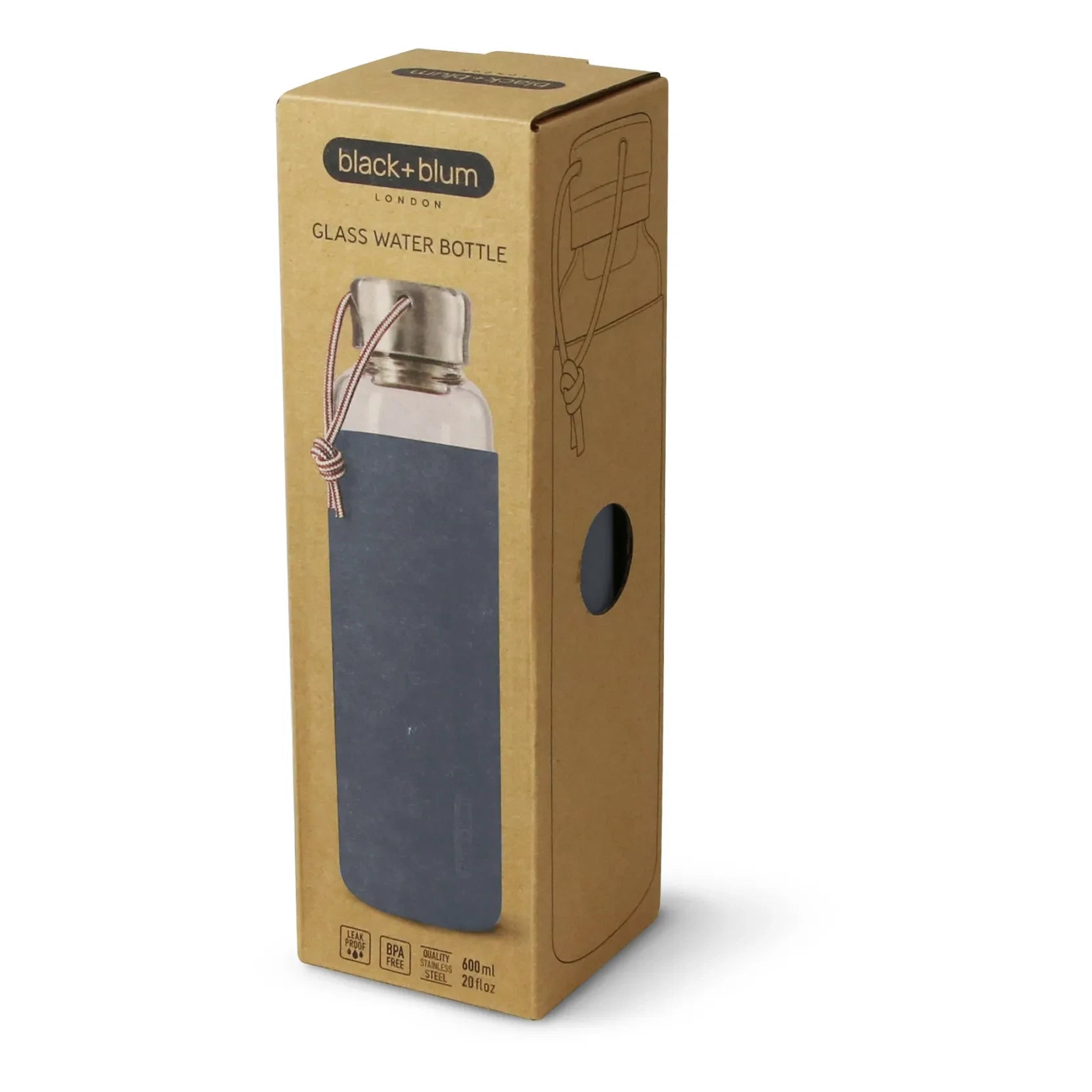 Black + Blum - Borosilikat Cam Su Şişesi - 600 ml | Slate