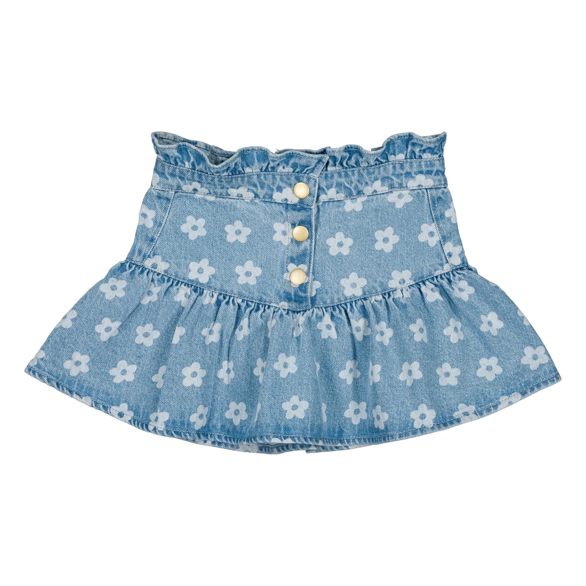 Louis Louise - Denim Pipeau Rock mit Blumenmuster | Hellblau