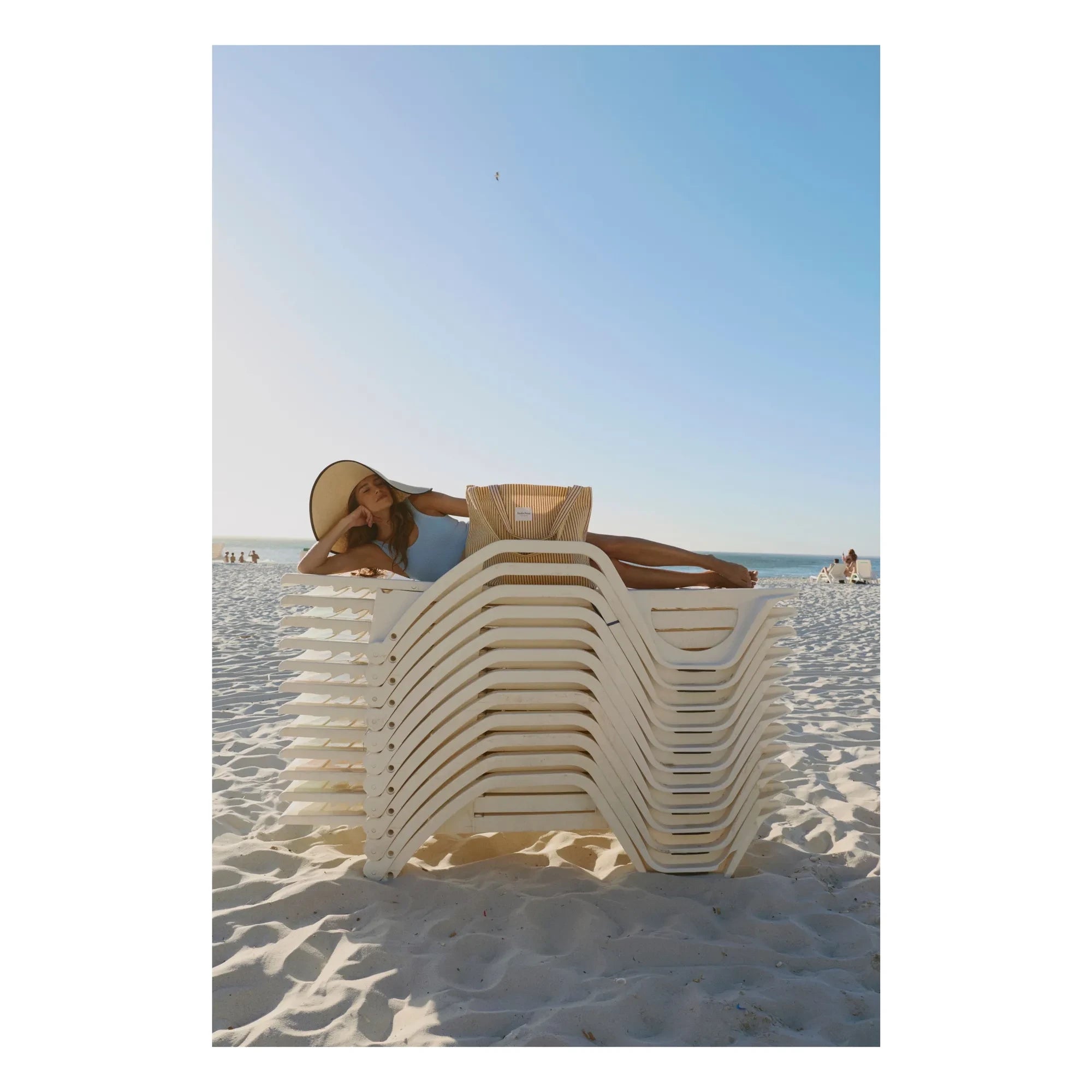 Studio Noos - Streifen-Strandtasche | Blasses Gelb