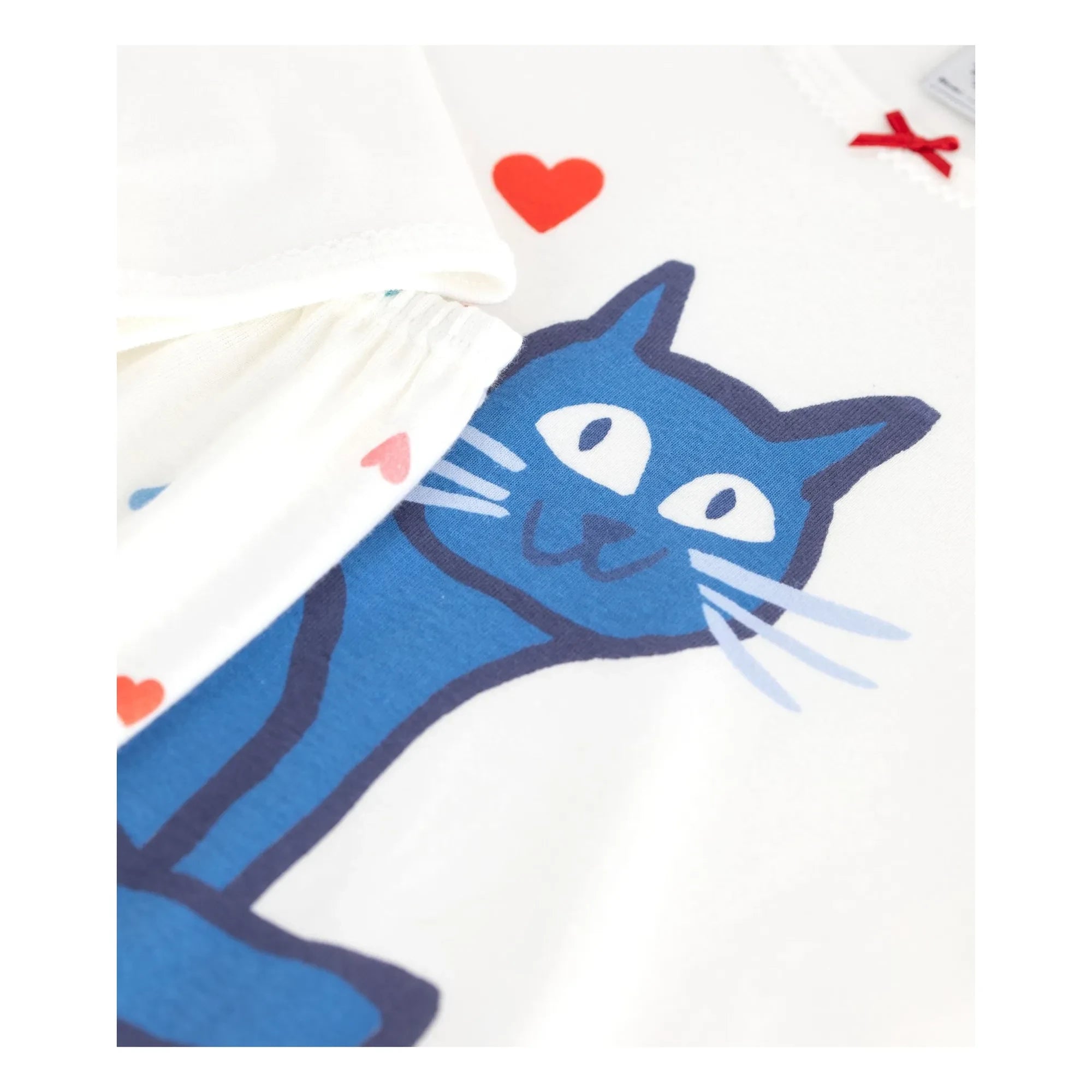 Petit Bateau - Katzenpyjama aus Bio-Baumwolle | Weiß