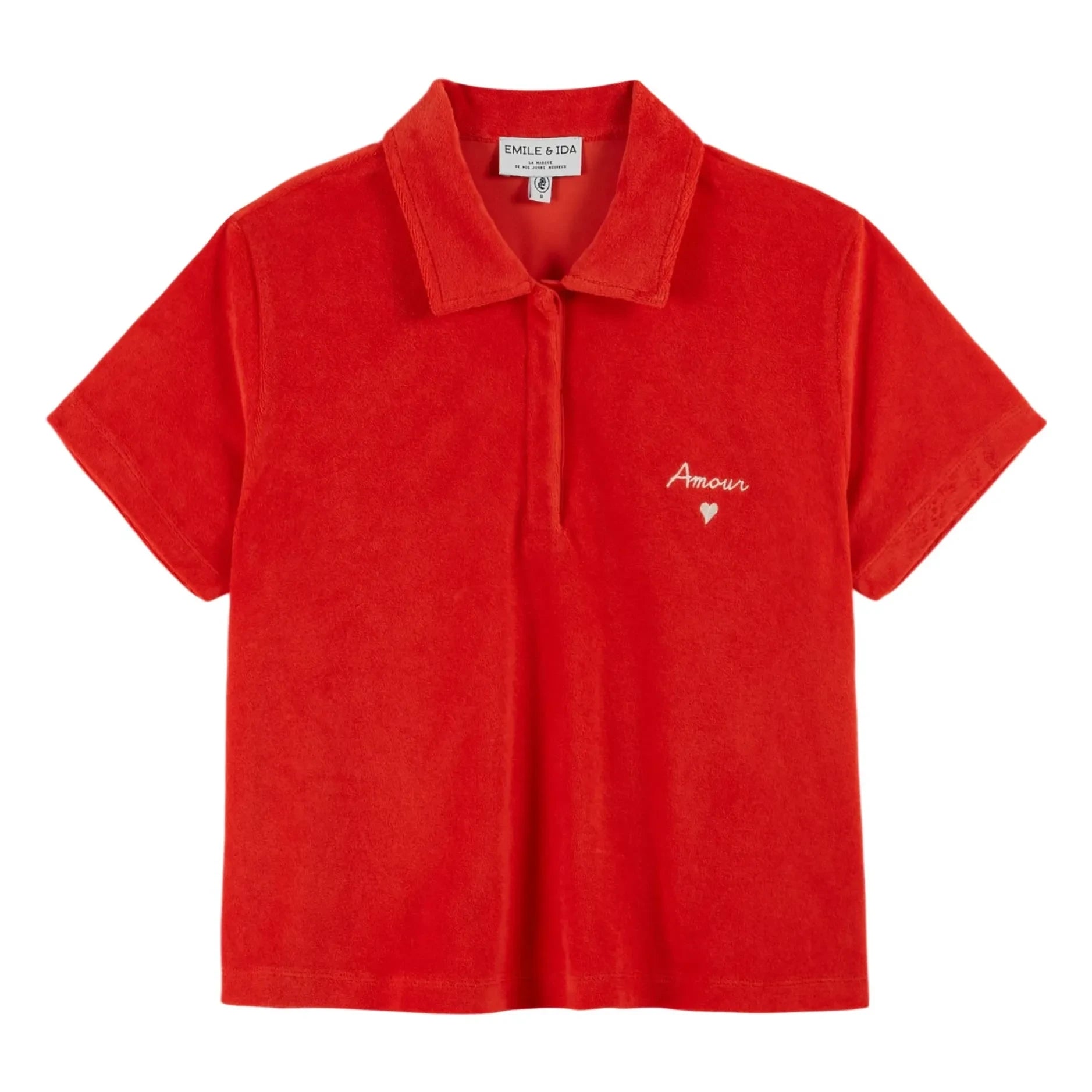 Emile et Ida - Besticktes Frottee-Poloshirt | Poppy