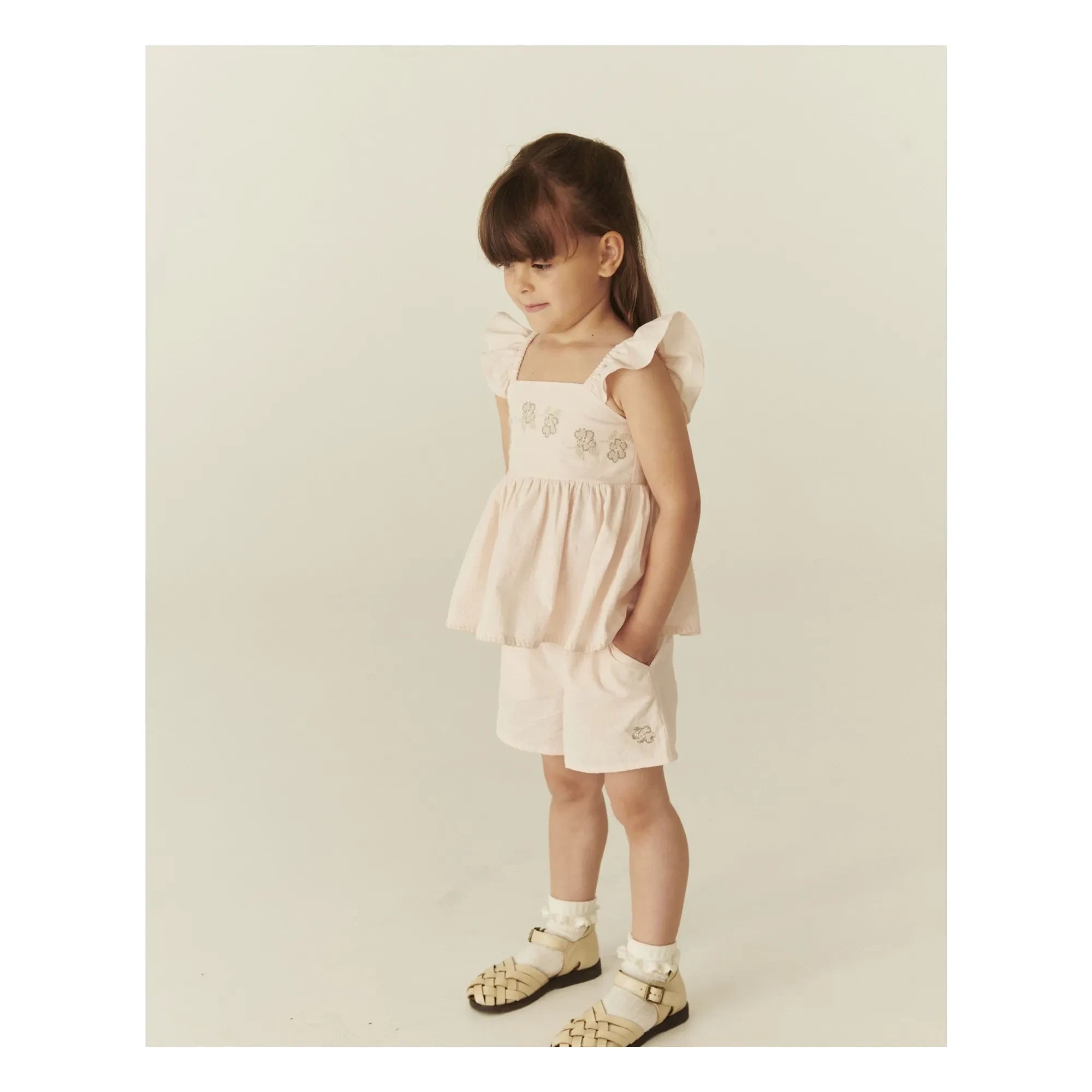 Copenhagen Colors - Gestreiftes Sommer-Set aus Bio-Baumwolle, Oberteil und Shorts | Litschi Rosa