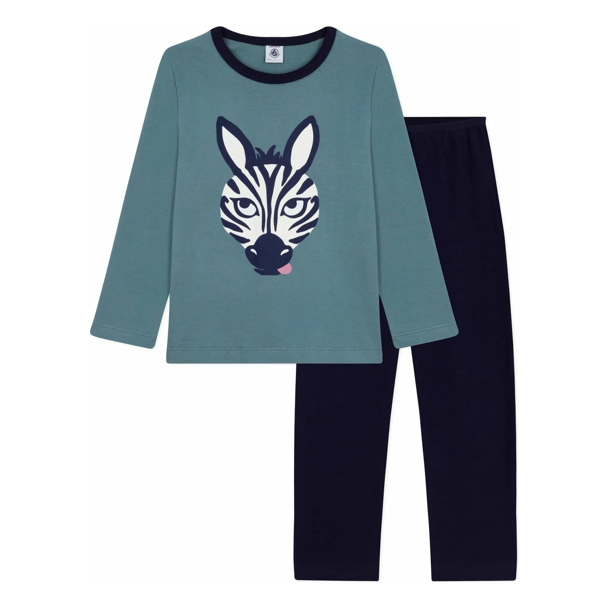 Petit Bateau - Zebra Pyjama aus Bio-Baumwolle | Blau