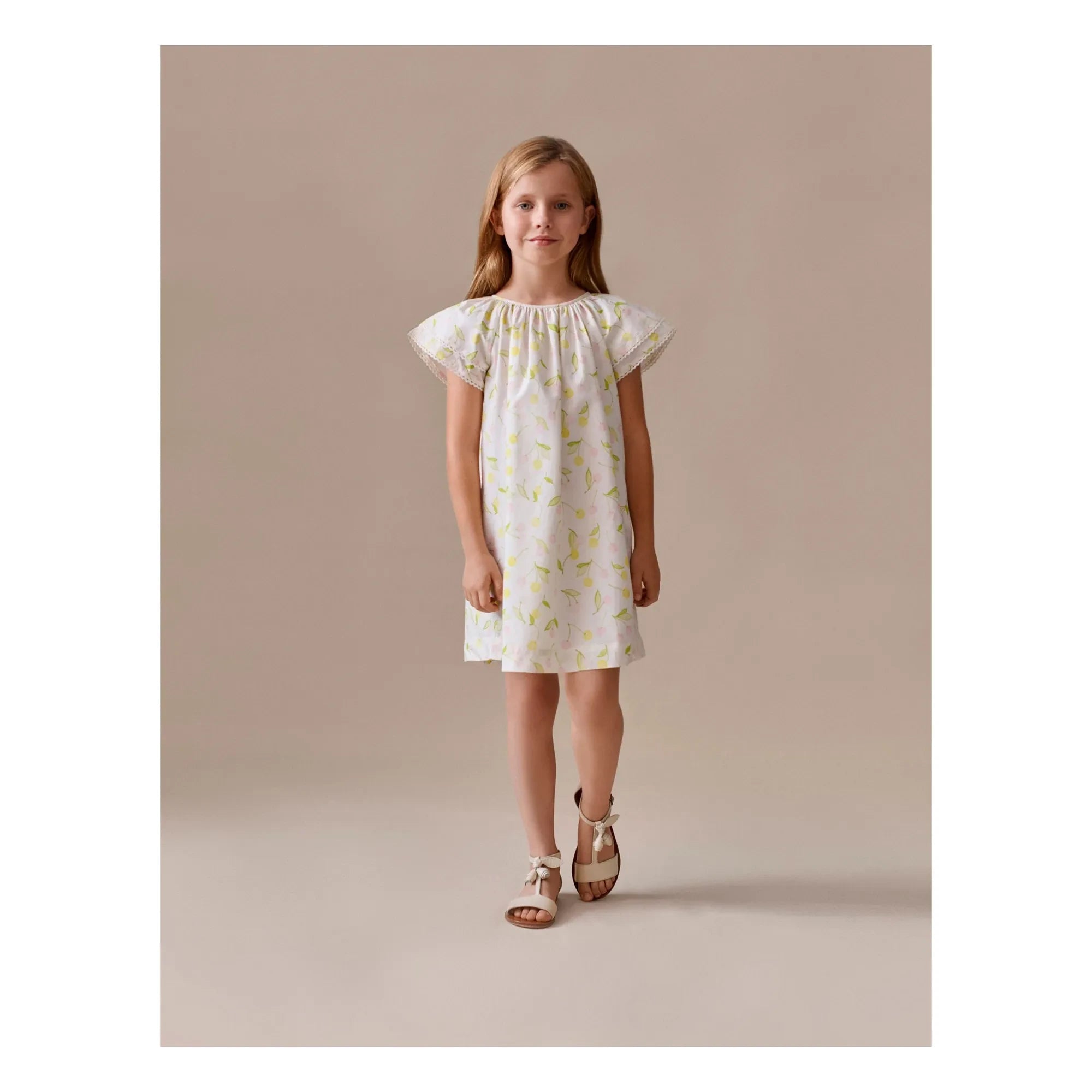 Bonpoint - Salome Cerises Kleid aus Bio-Baumwollpopeline | Ecru