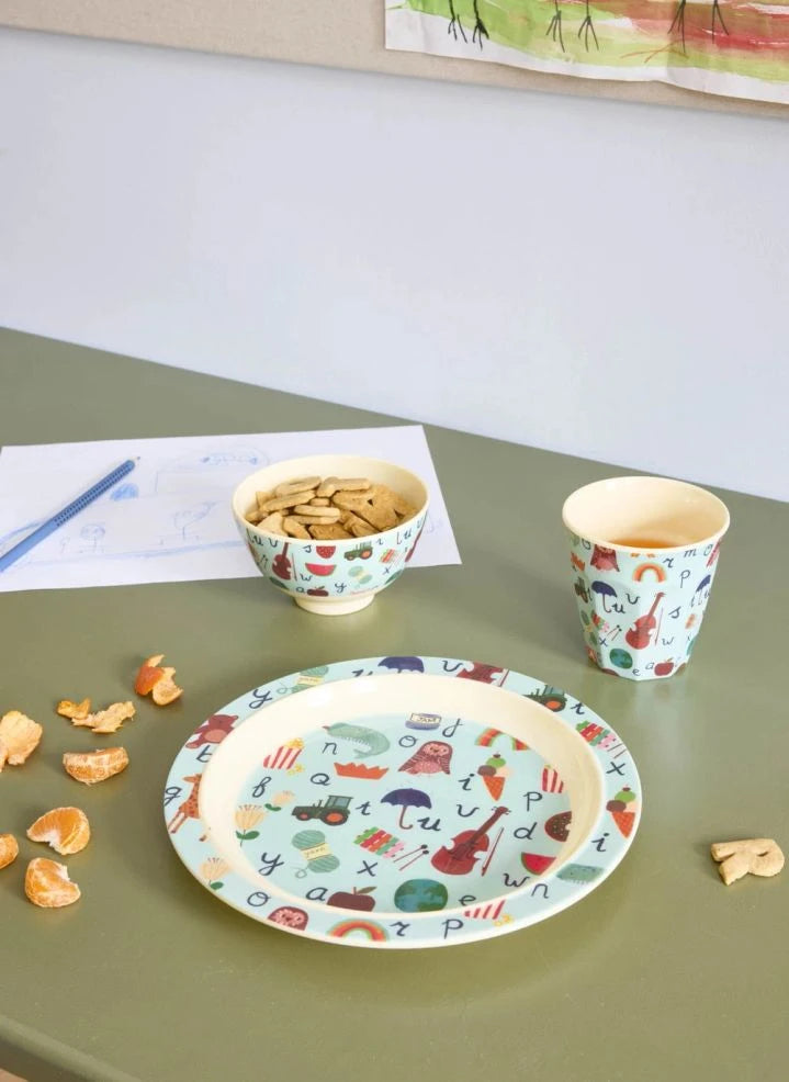 Rice - ABC Melamin Teller | Hellblau
