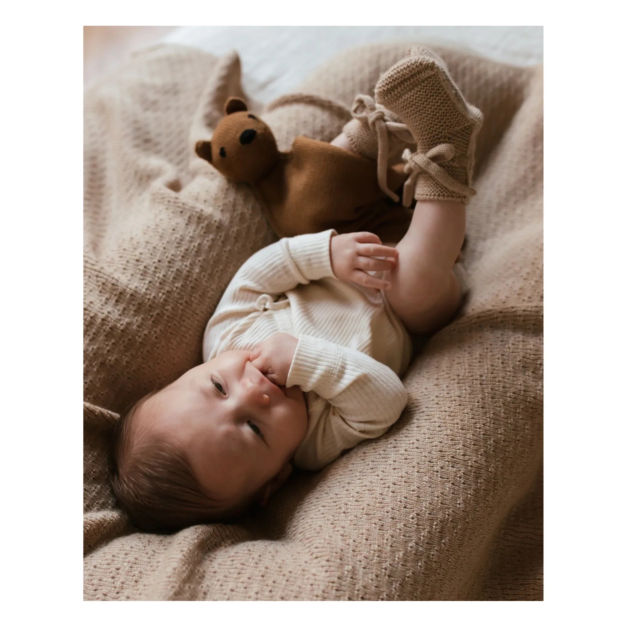 Hvid - Dora Merinowolldecke | Sand