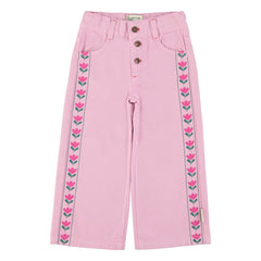 Piupiuchick - Flare Fleuri Twill Hose | Rosa
