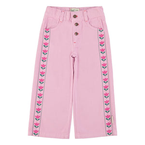 Piupiuchick - Flare Fleuri Twill Hose | Rosa
