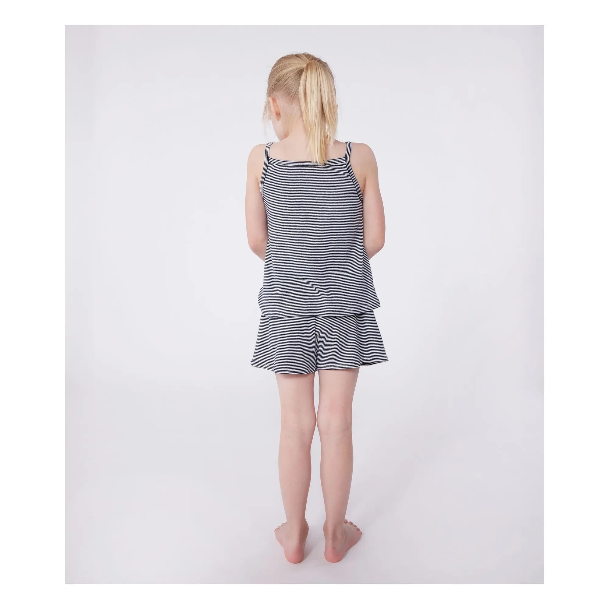 Petit Bateau – Schlafanzugshorts mit Brioche-Trägern aus Bio-Baumwolle | Marineblau
