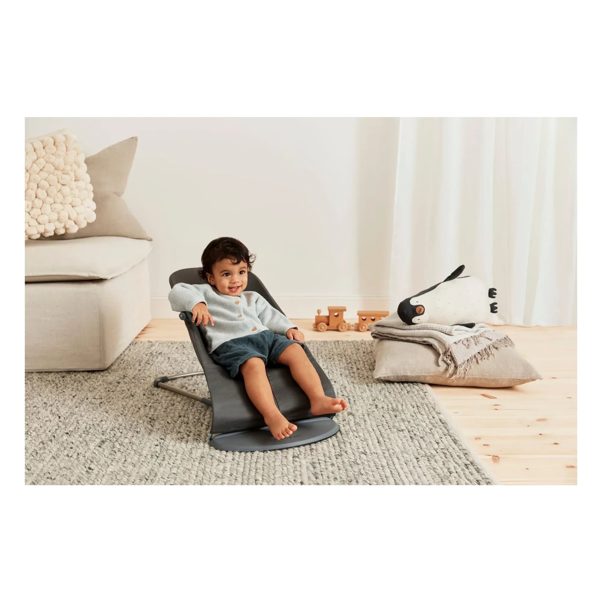 BabyBjörn - Gepolsterter Baumwoll-Bliss-Wippe | Kohlegrau