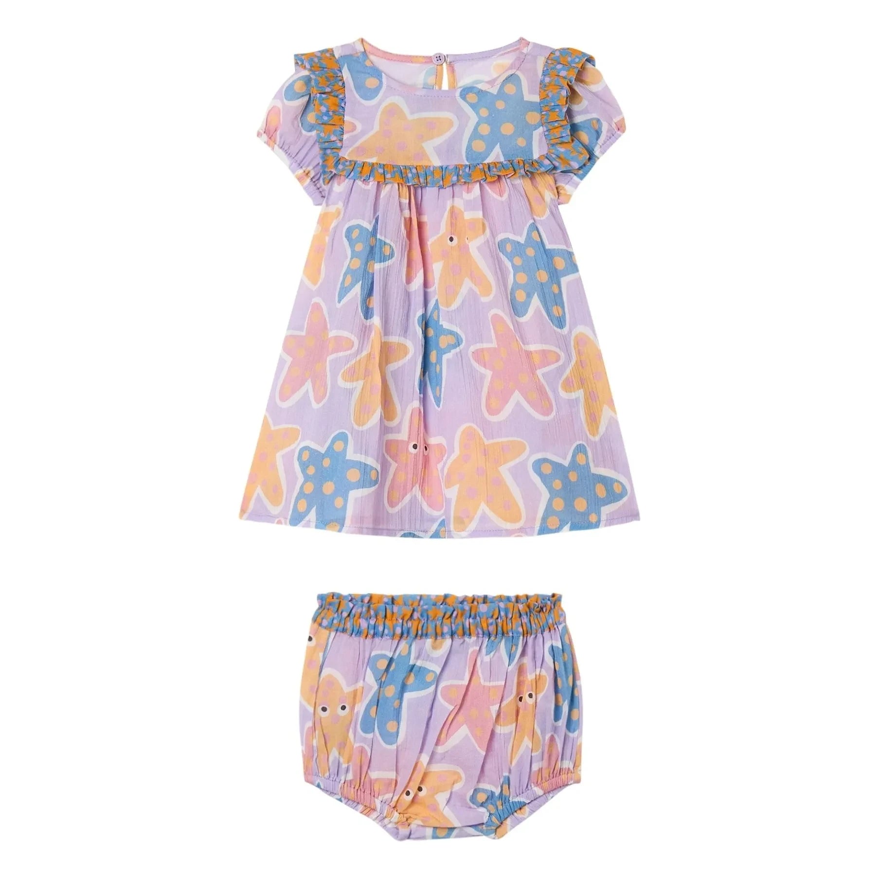 Stella McCartney Kids - Etoiles de Mer organische Baumwolle Kleid und Bloomer Set | Pflaume