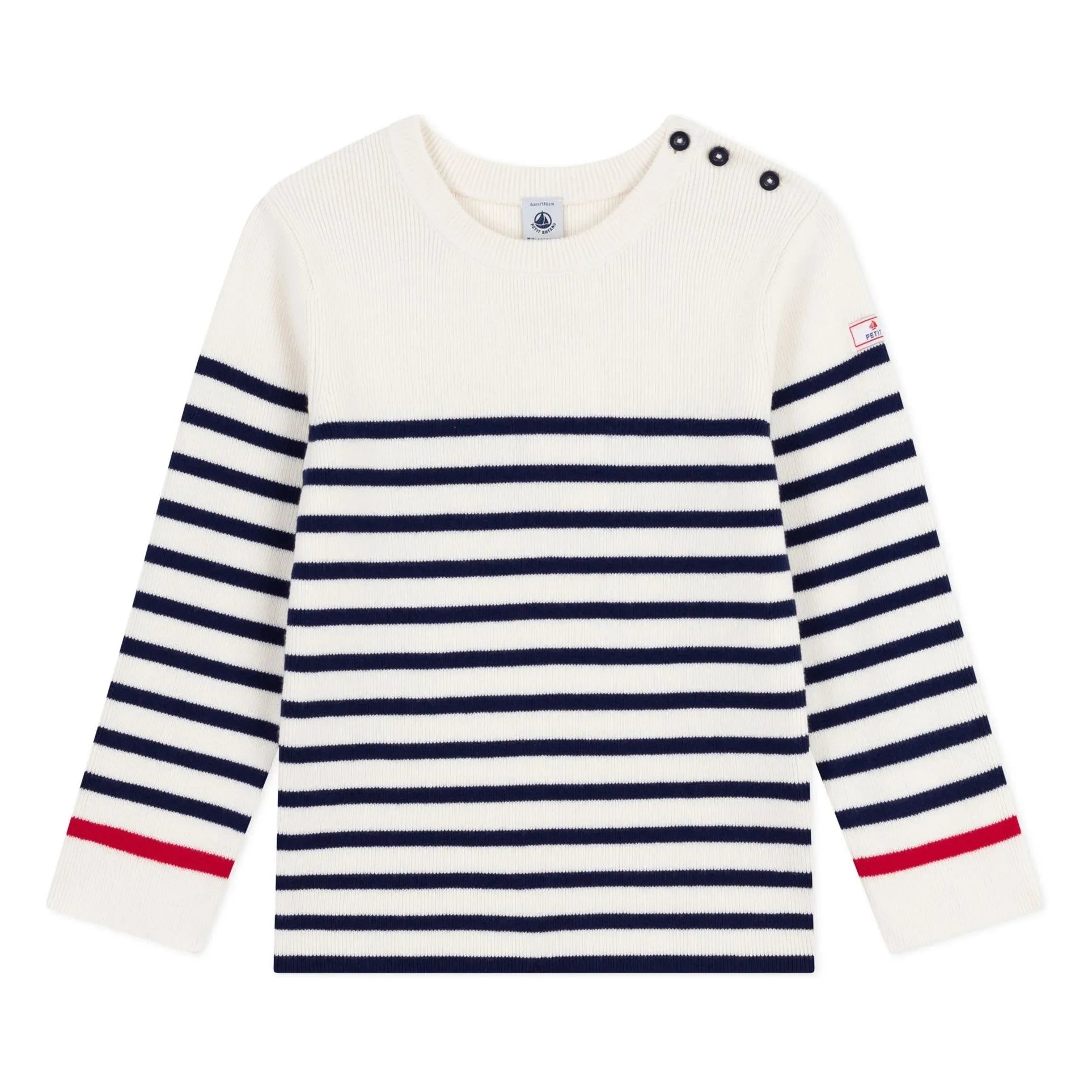 Petit Bateau - Woll-Seemannspullover mit Kontrast | Ecru